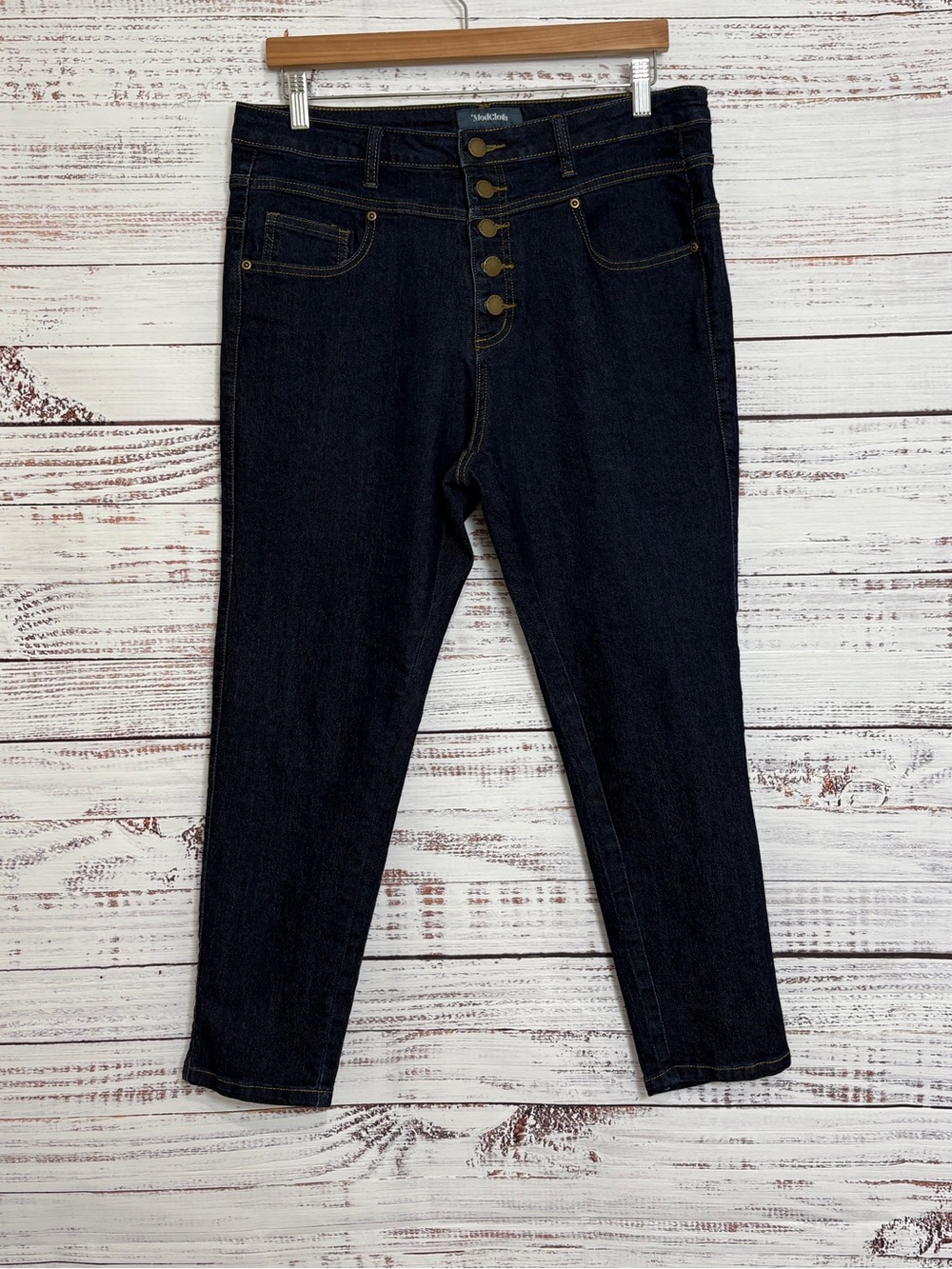 ModCloth Button Fly Dark Wash Skinny Jeans